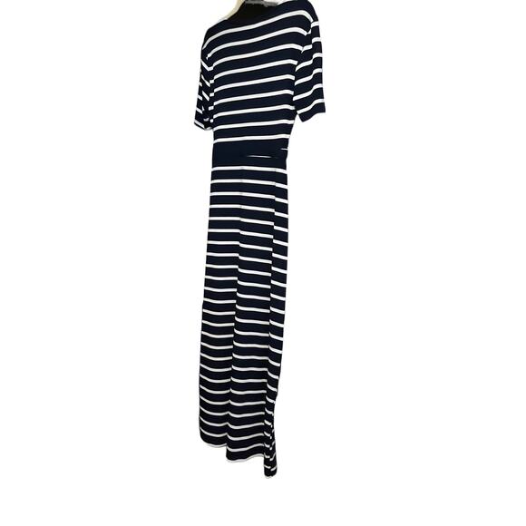 HYFVE SHORT SLEEVE, WRAP AROUND WAIST MAXI DRESS, WOMENS, L, NAVY/WHITE STRIPES - Picture 5 of 12